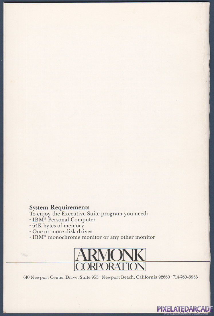 Executive Suite: Instruction Manual - Back Cover