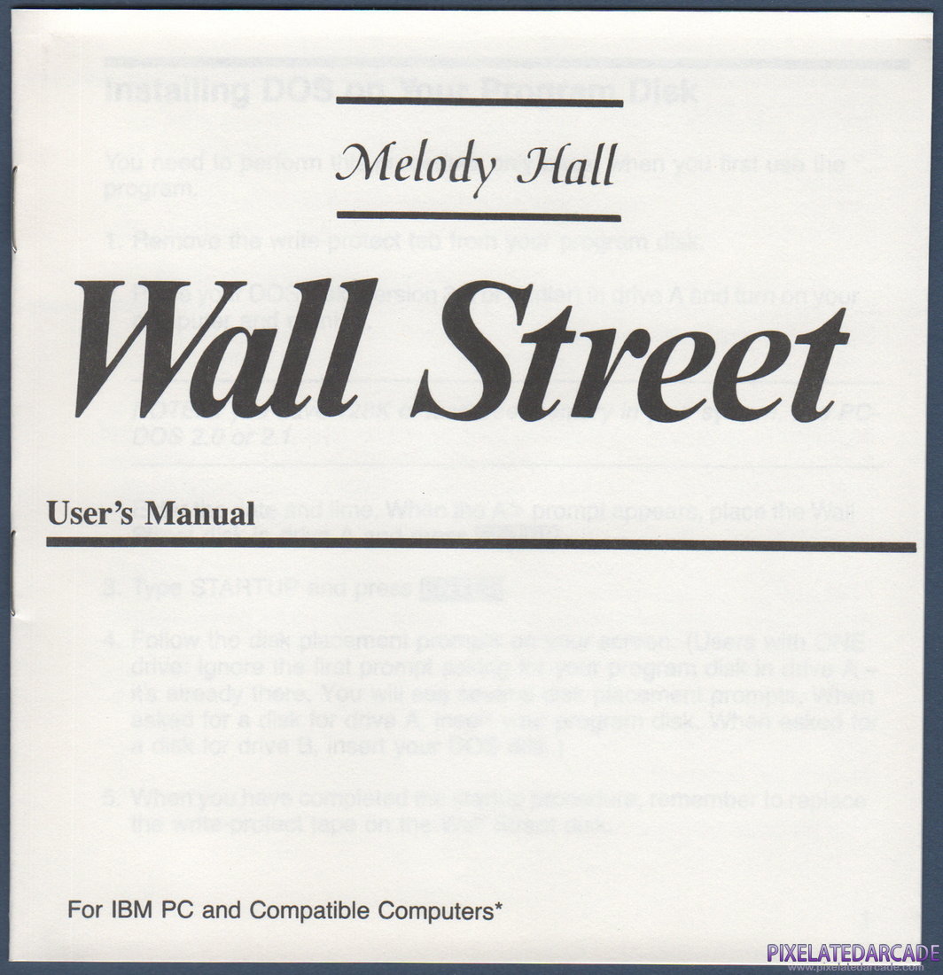 Wall Street: Instruction Manual - Front Cover