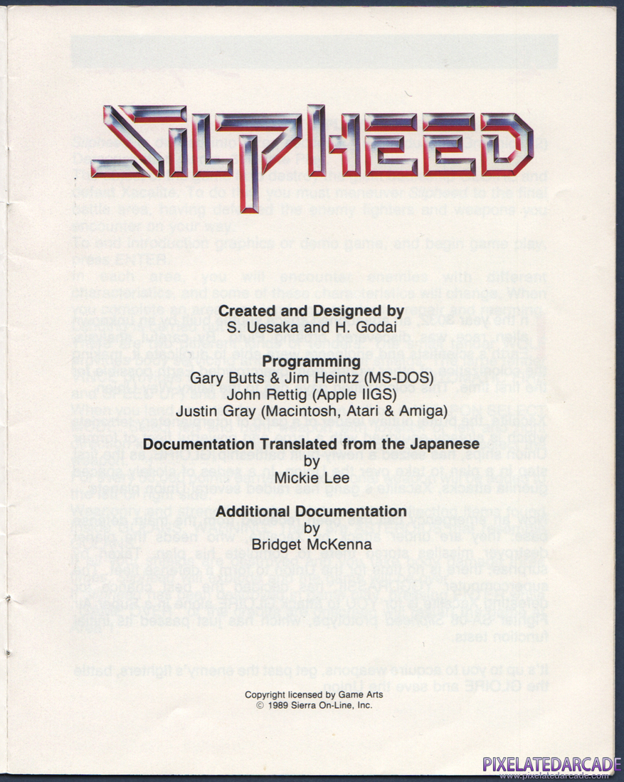 Silpheed: Instruction Manual - Page 2