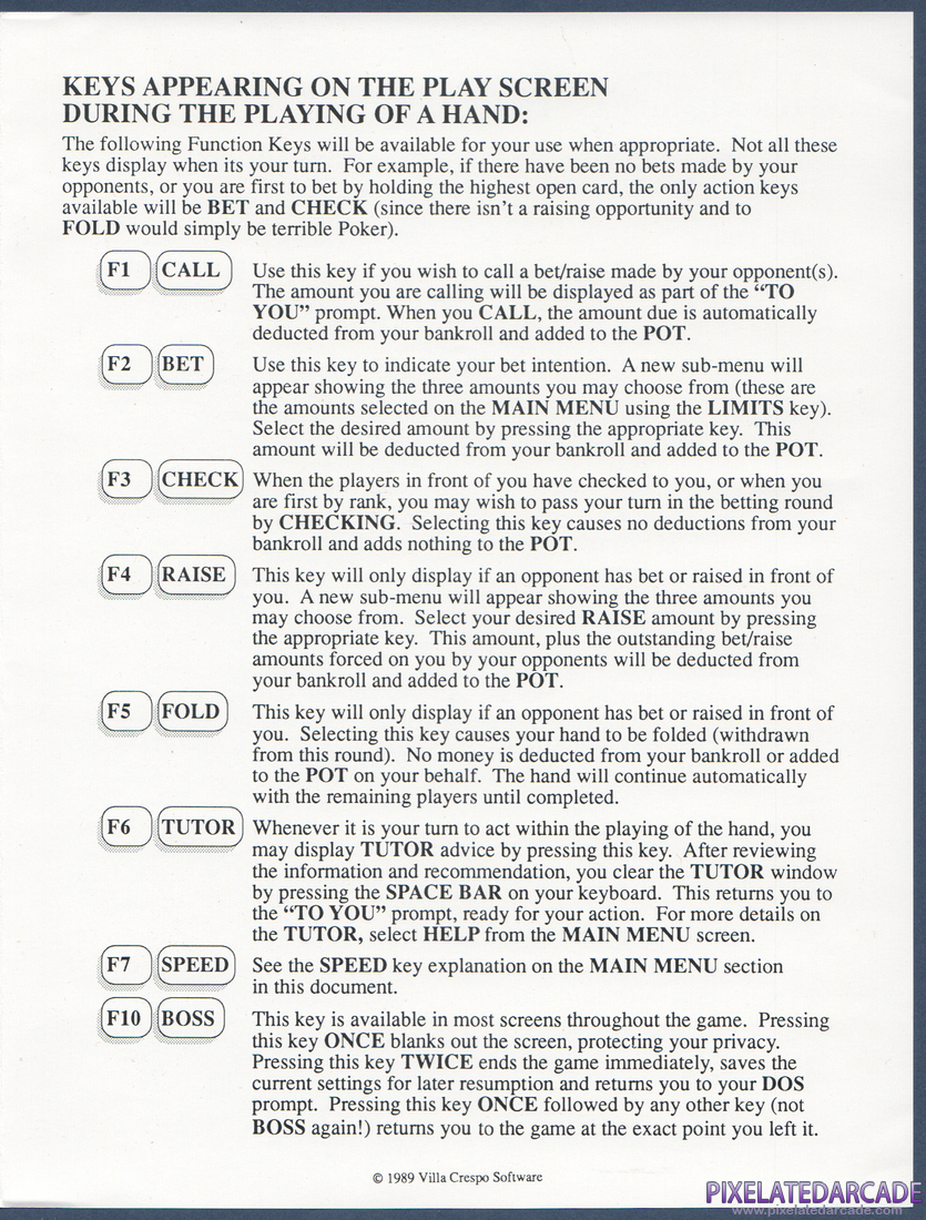 Amarillo Slim's Real Poker: 5 Card Stud: Instruction Manual - Page 4