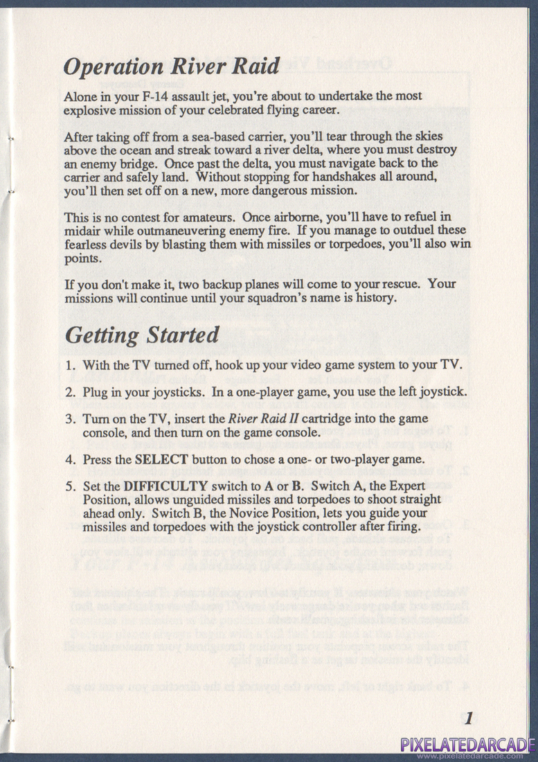 River Raid II: Instruction Manual - Page 1