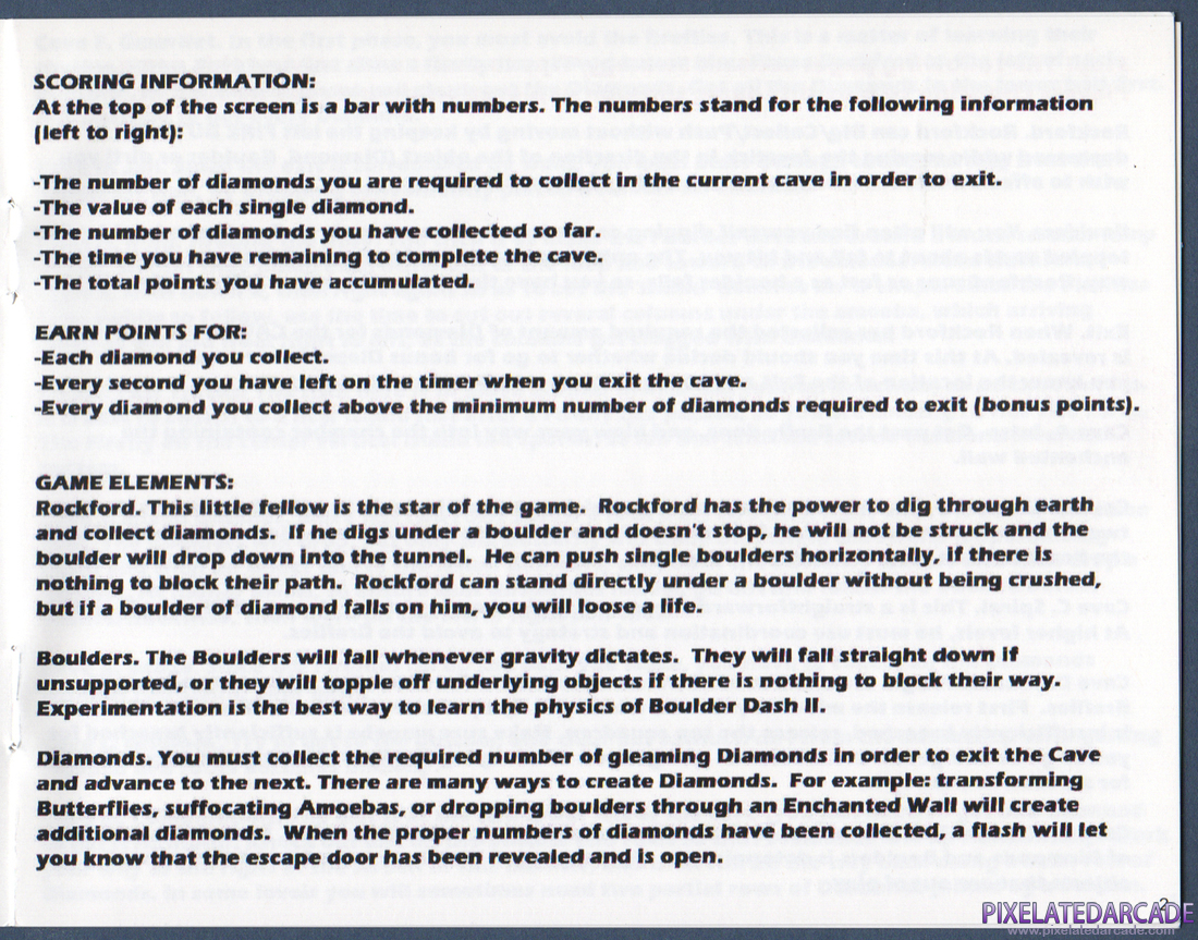 Boulder Dash II: Rockford's Revenge: Instruction Manual - Page 2