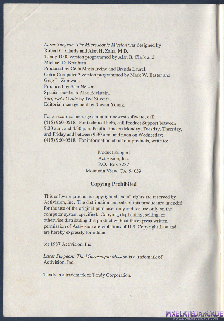 Laser Surgeon: The Microscopic Mission: Instruction Manual - Page 2