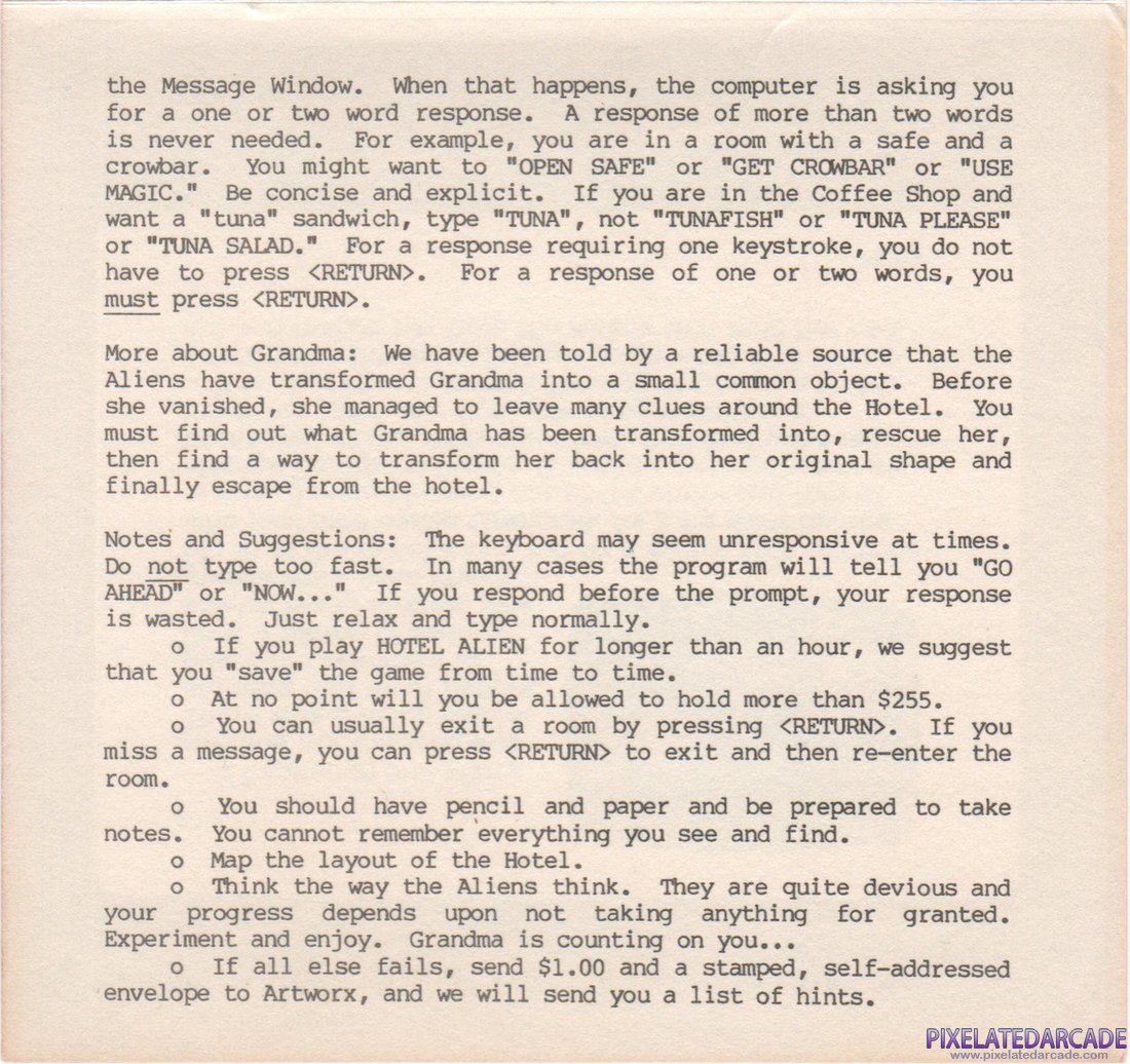 Hotel Alien: Game Instructions - Page 2