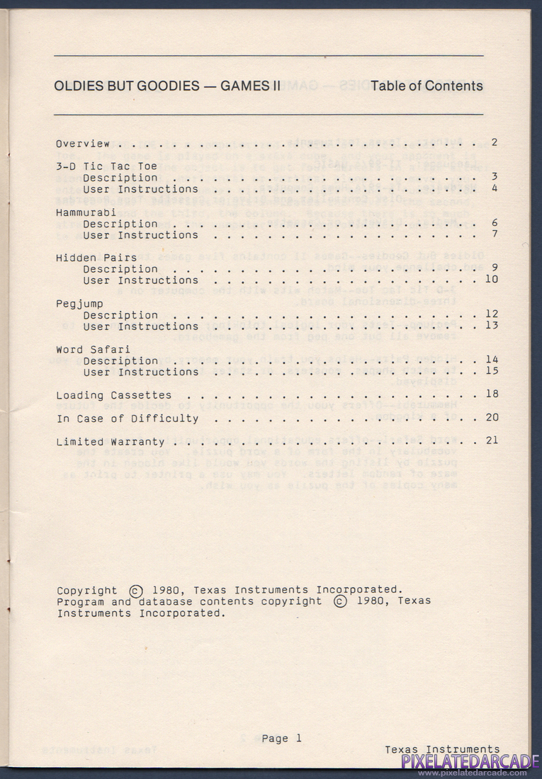 Oldies But Goodies - Games II: Instruction Manual - Page 2