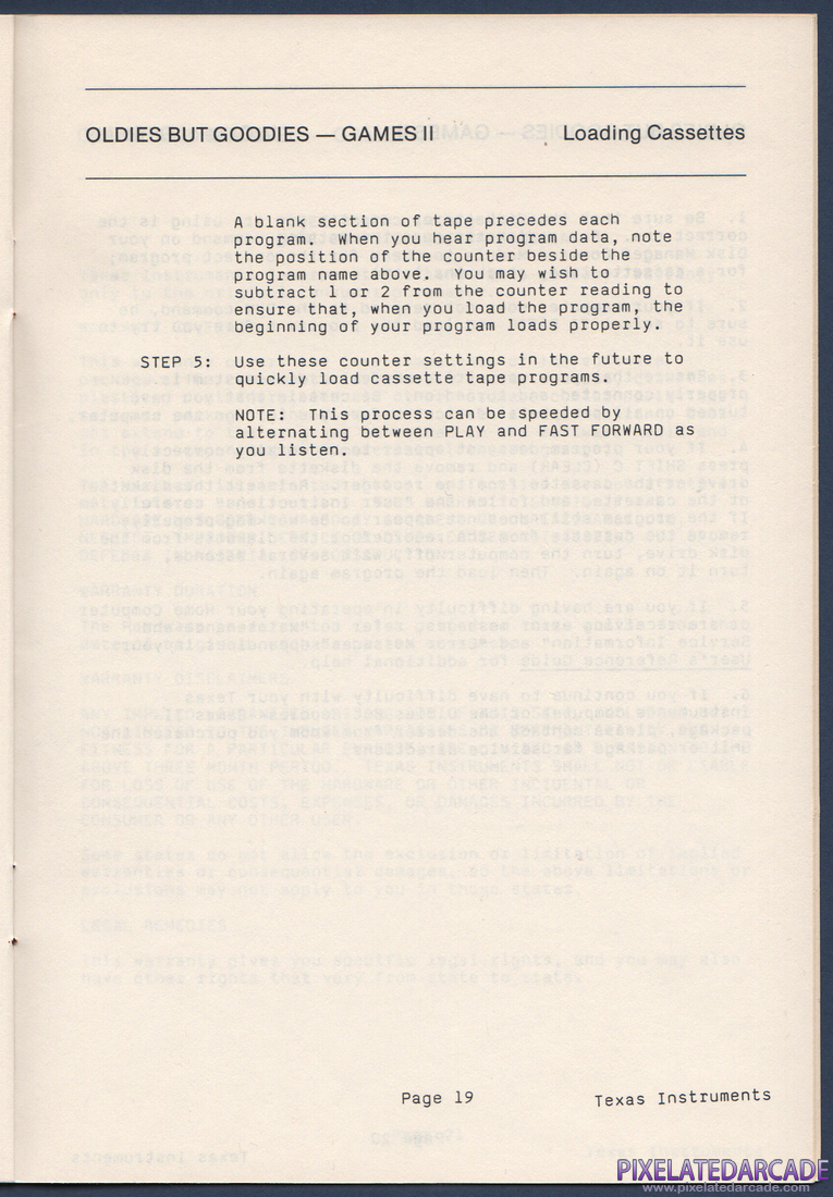 Oldies But Goodies - Games II: Instruction Manual - Page 20
