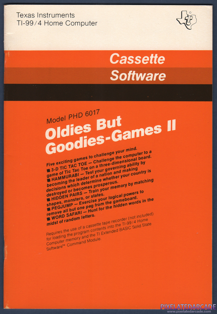 Oldies But Goodies - Games II: Instruction Manual - Page 1