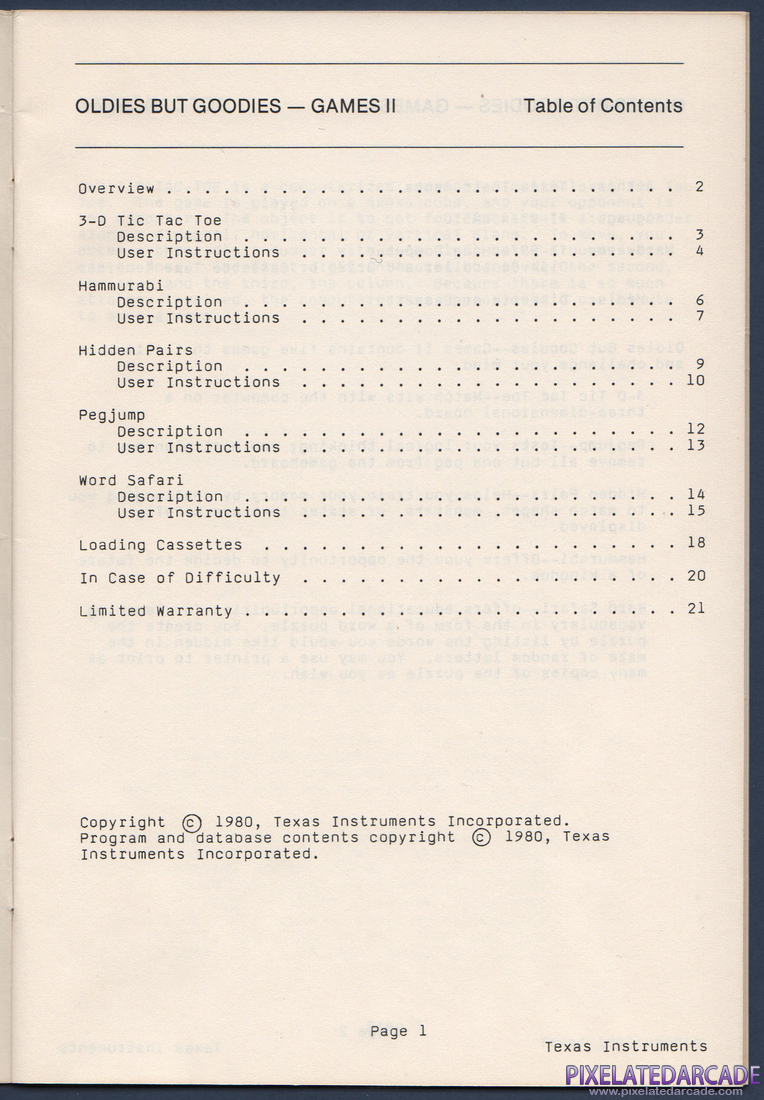 Oldies But Goodies - Games II: Instruction Manual - Page 2