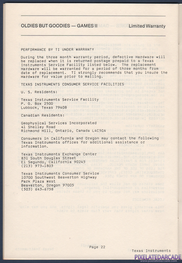 Oldies But Goodies - Games II: Instruction Manual - Page 23