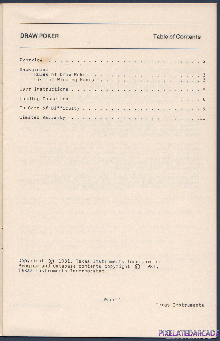 Draw Poker: Instruction Manual - Page 2