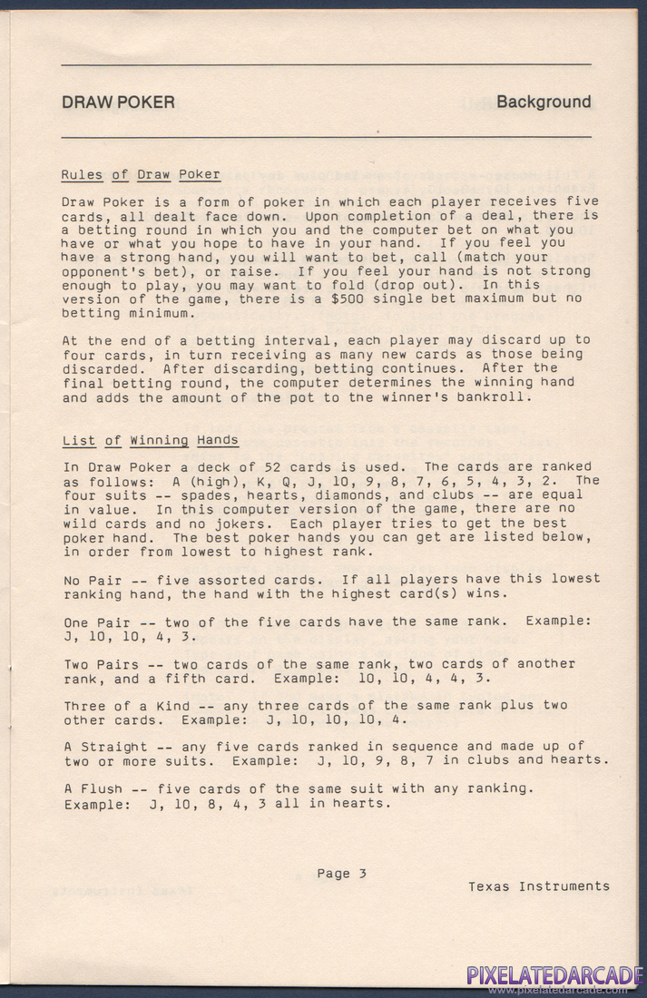 Draw Poker: Instruction Manual - Page 4