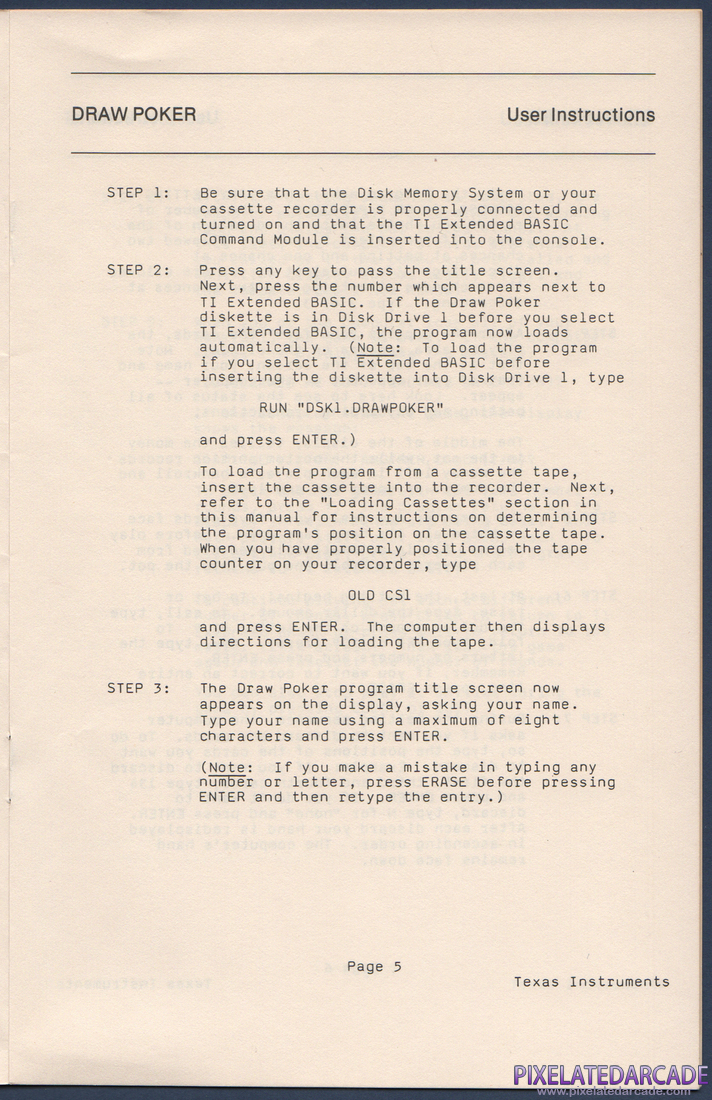 Draw Poker: Instruction Manual - Page 6
