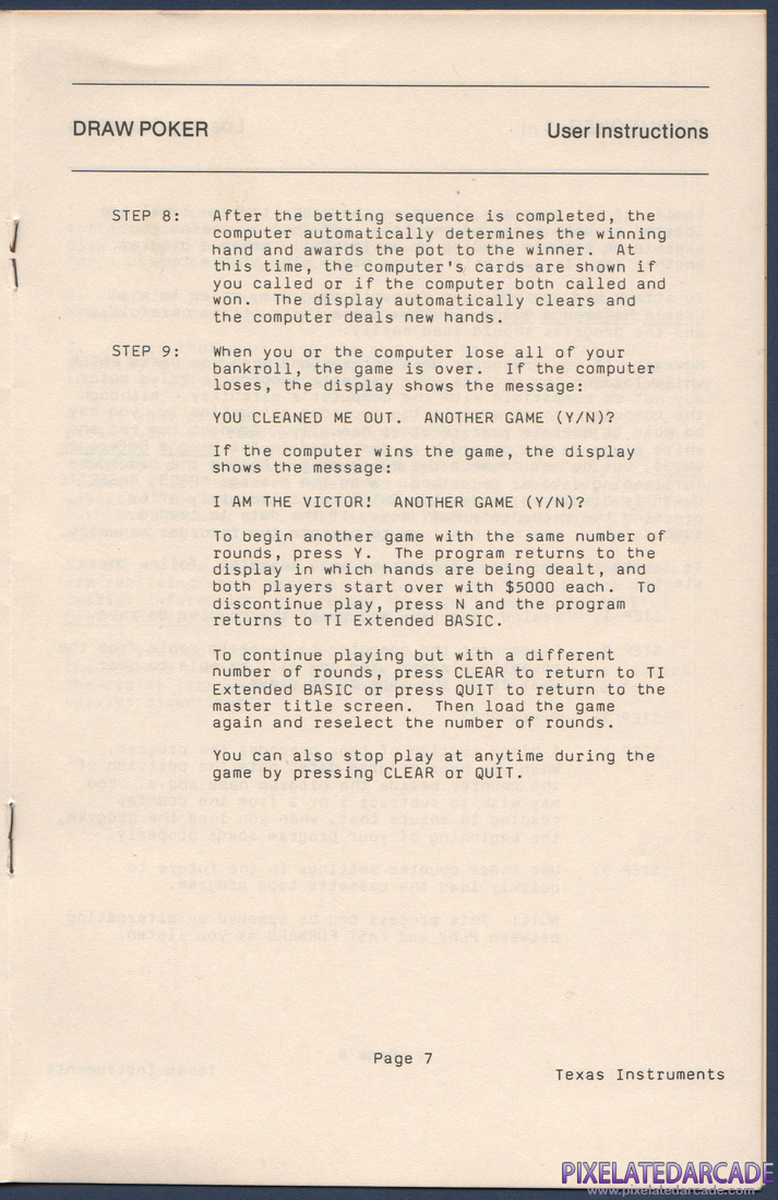 Draw Poker: Instruction Manual - Page 8