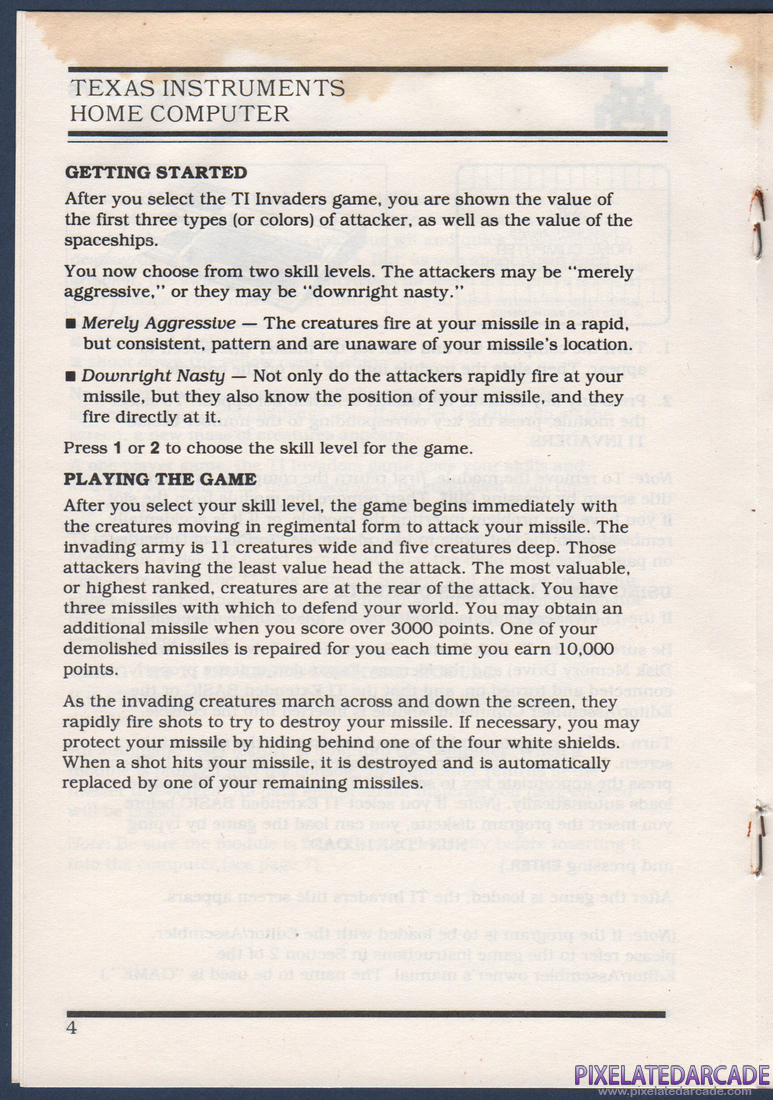 TI Invaders: Instruction Manual - Page 6