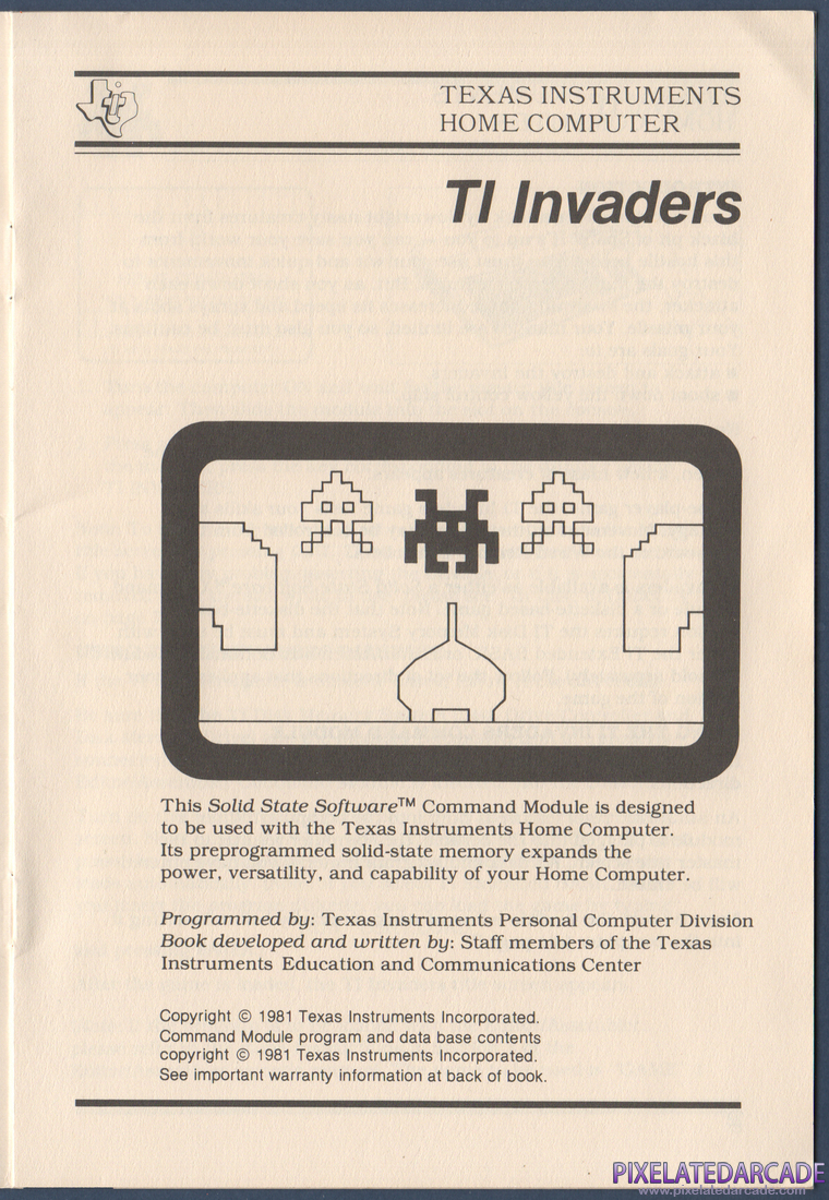 TI Invaders: Instruction Manual - Page 1