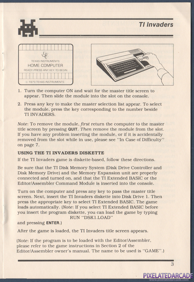 TI Invaders: Instruction Manual - Page 3