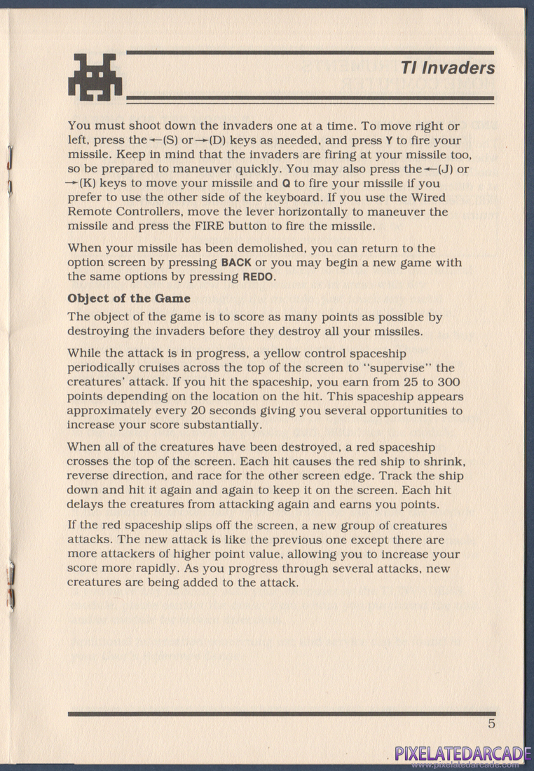 TI Invaders: Instruction Manual - Page 5
