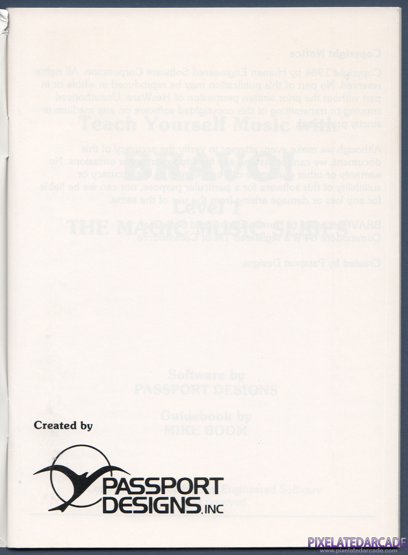 Bravo! Magic Music Series / Level 1: Instruction Manual - Inside Cover