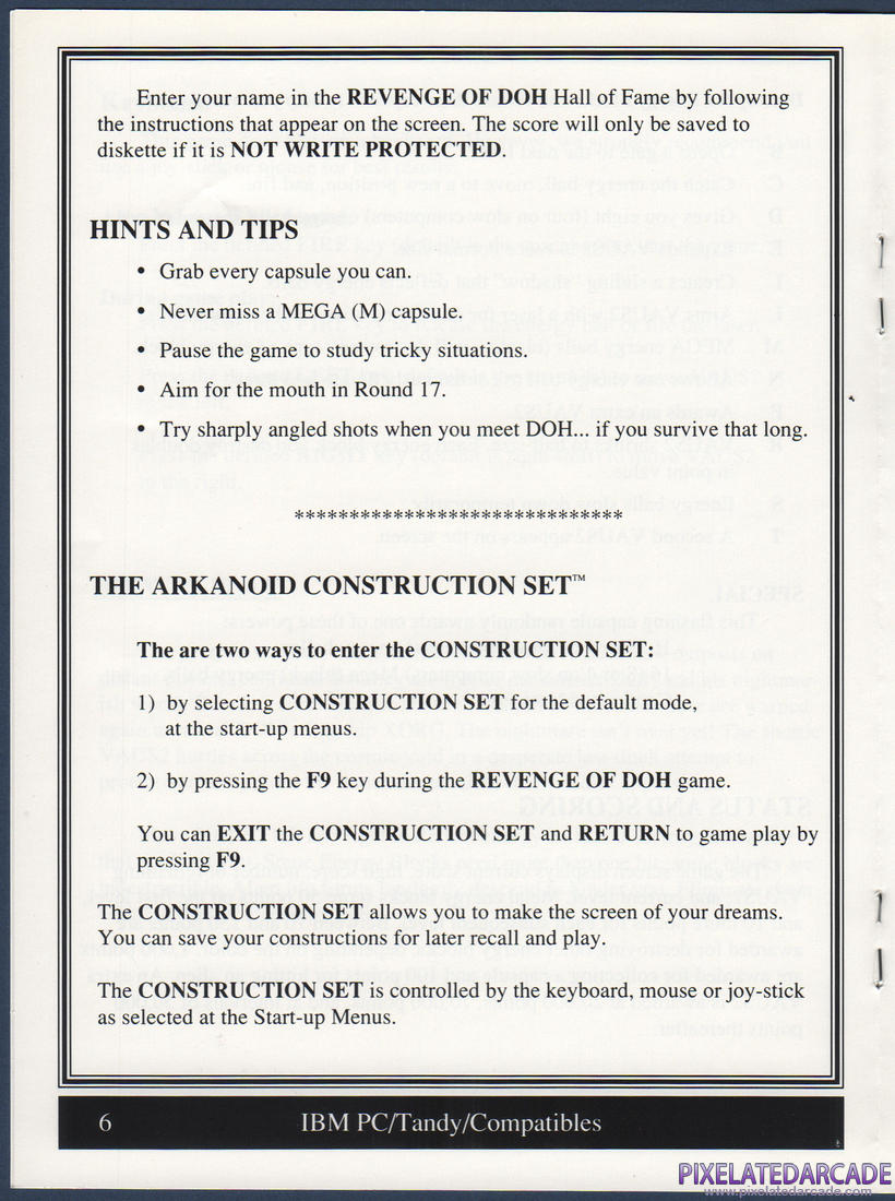 Arkanoid 2: Revenge of DOH: Gameplay Instructions & Construction Set - Page 6