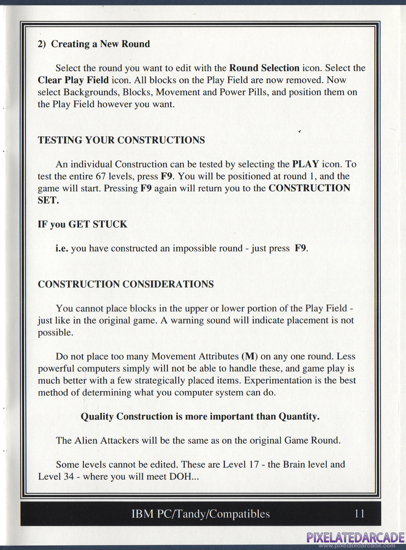 Arkanoid 2: Revenge of DOH: Gameplay Instructions & Construction Set - Page 11