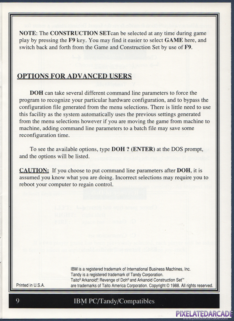 Arkanoid 2: Revenge of DOH: Loading Instructions - Page 9