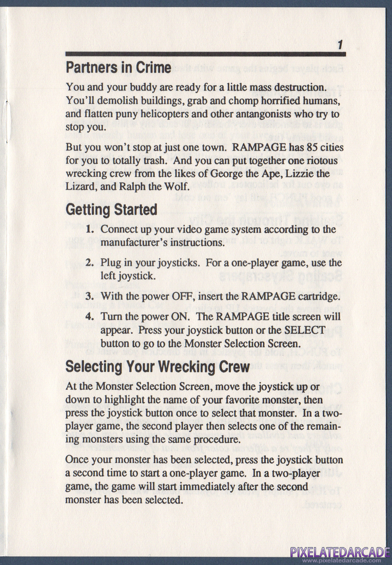 Rampage: Instruction Manual - Page 1