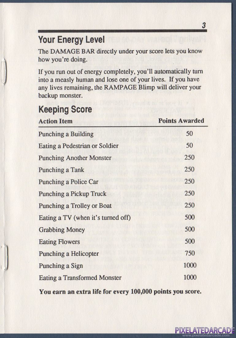 Rampage: Instruction Manual - Page 3