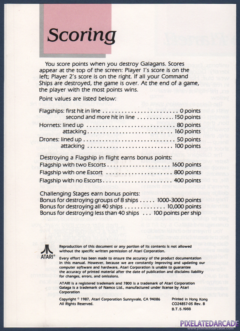 Galaga: Instruction Manual - Page 3