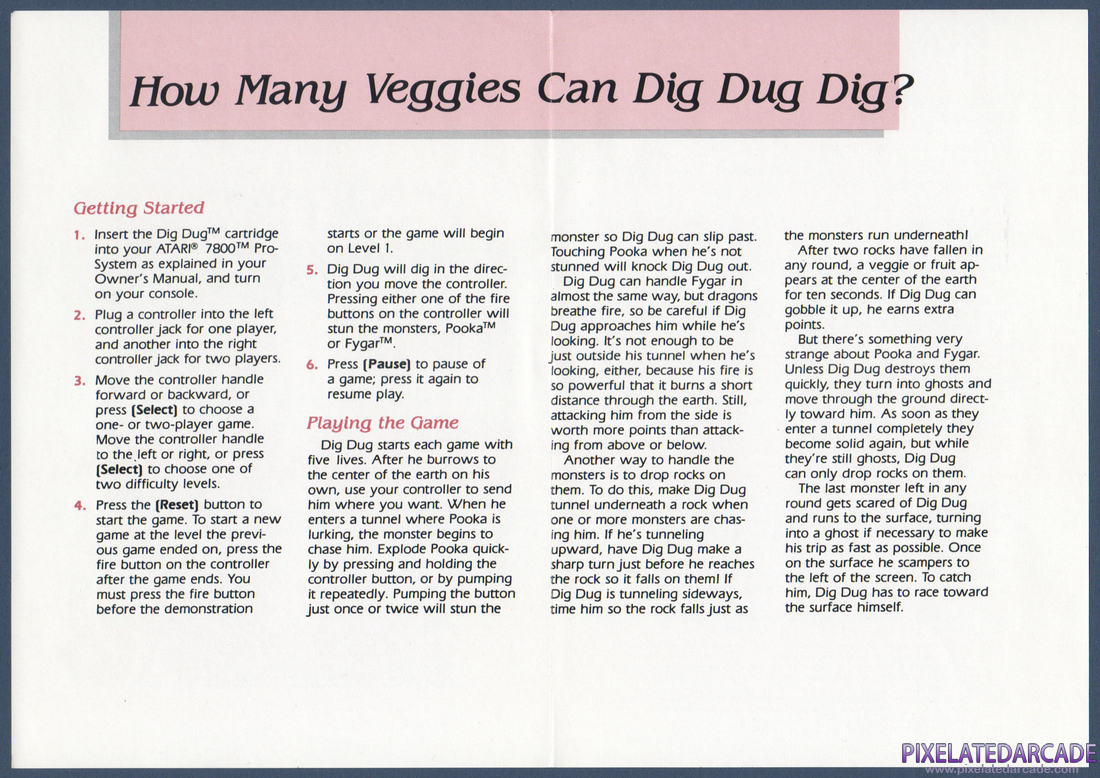 Dig Dug: Instruction Manual - Page 2