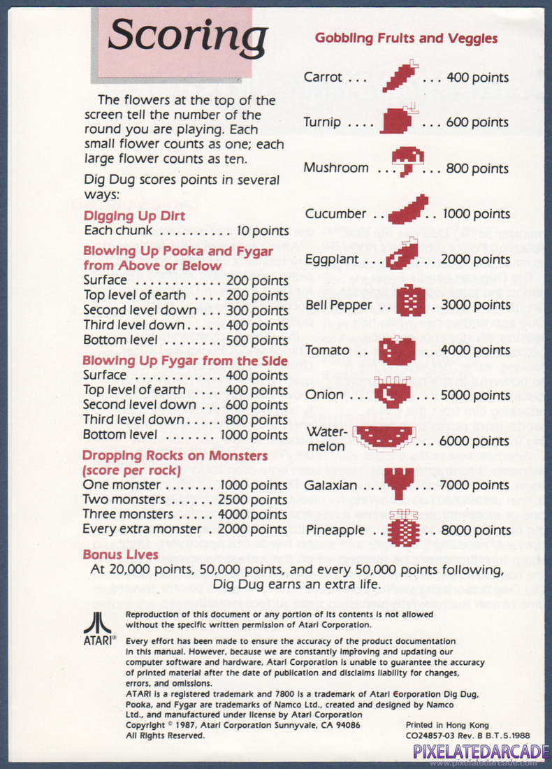 Dig Dug: Instruction Manual - Page 3