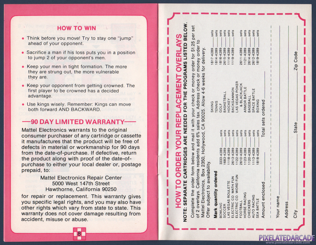 Checkers: Instruction Manual - Page 6