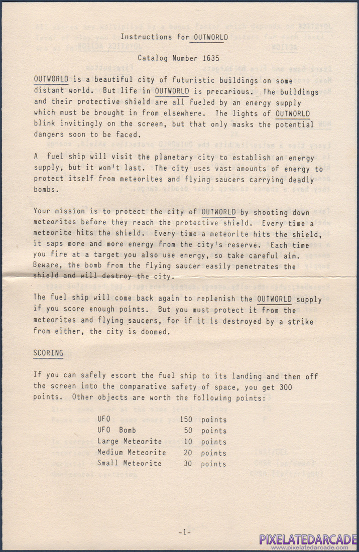 Outworld: Instruction Manual - Page 1