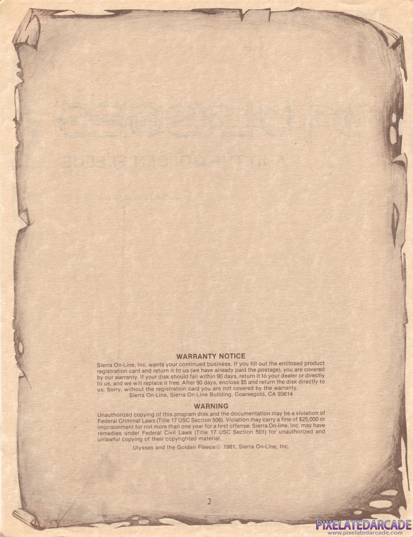Hi-Res Adventure #4: Ulysses and the Golden Fleece: Instruction Manual - Page 2