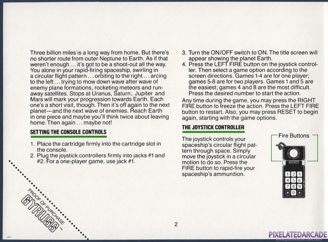 Gyruss: Instruction Manual - Page 2