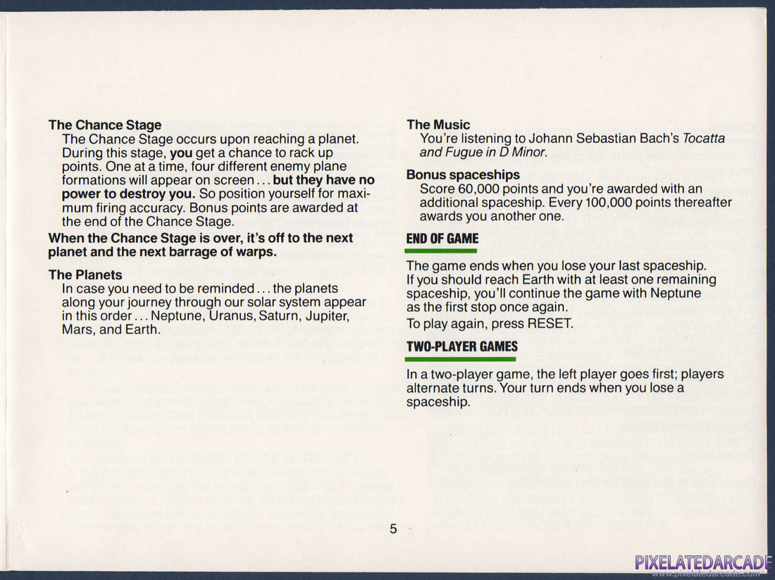 Gyruss: Instruction Manual - Page 5