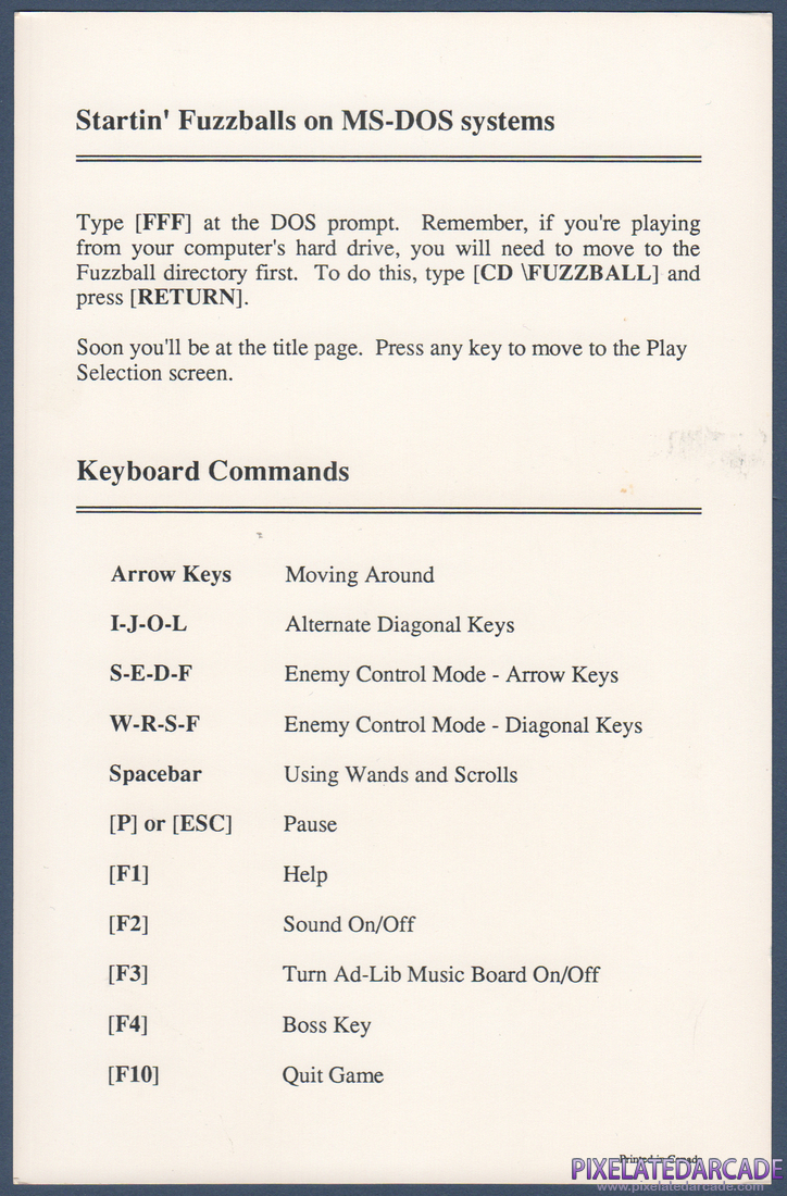 Freakin' Funky Fuzzballs: Instruction Manual - Installation - Back