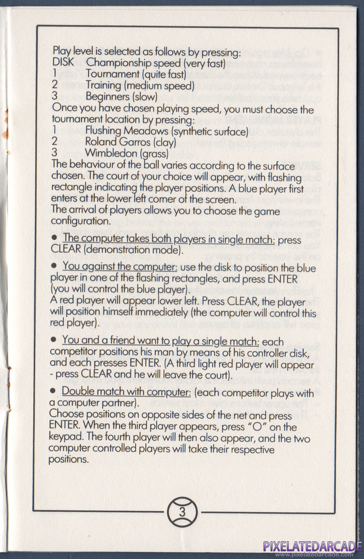 Championship Tennis: Instruction Manual - Page 3