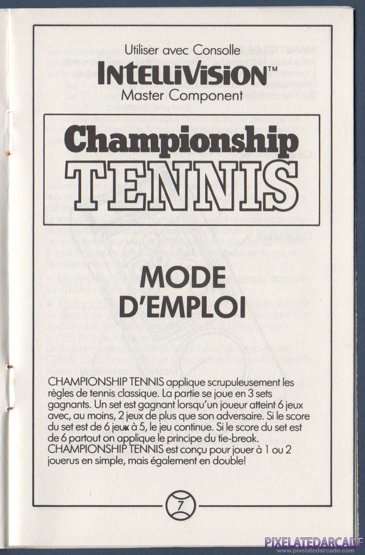 Championship Tennis: Instruction Manual - Page 7