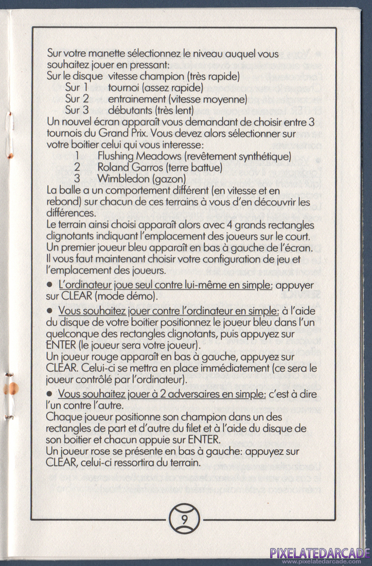 Championship Tennis: Instruction Manual - Page 9