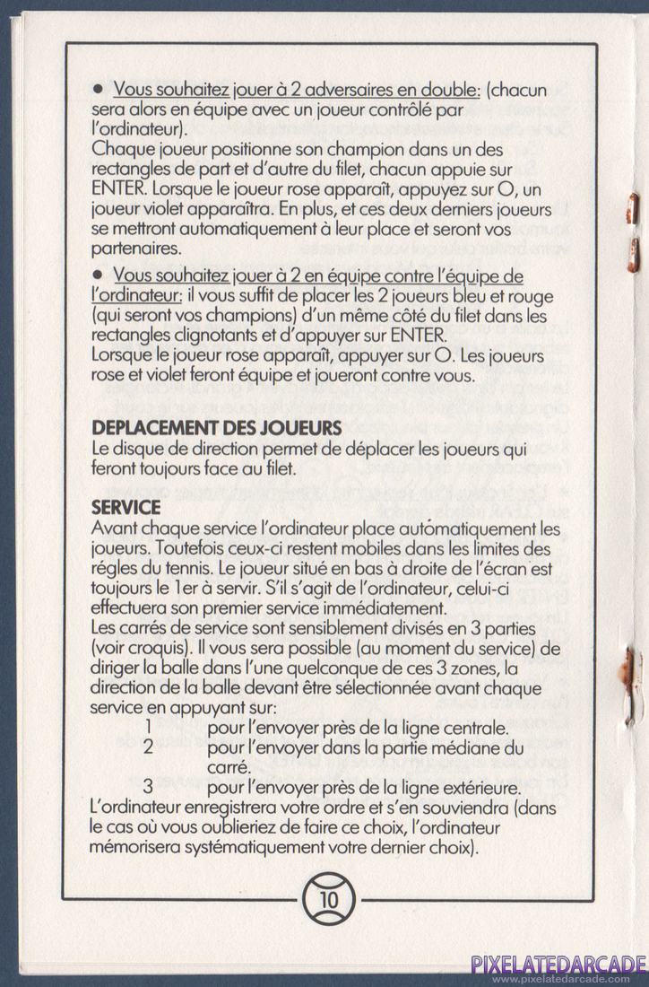 Championship Tennis: Instruction Manual - Page 10