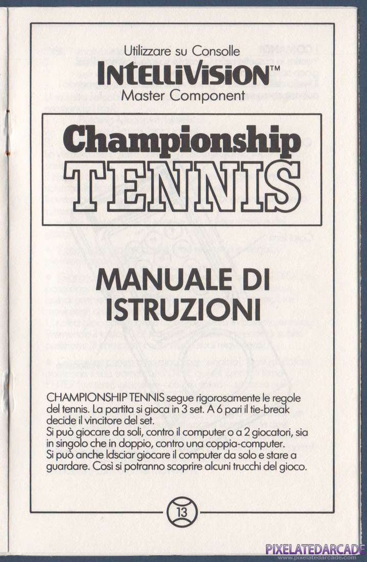 Championship Tennis: Instruction Manual - Page 13