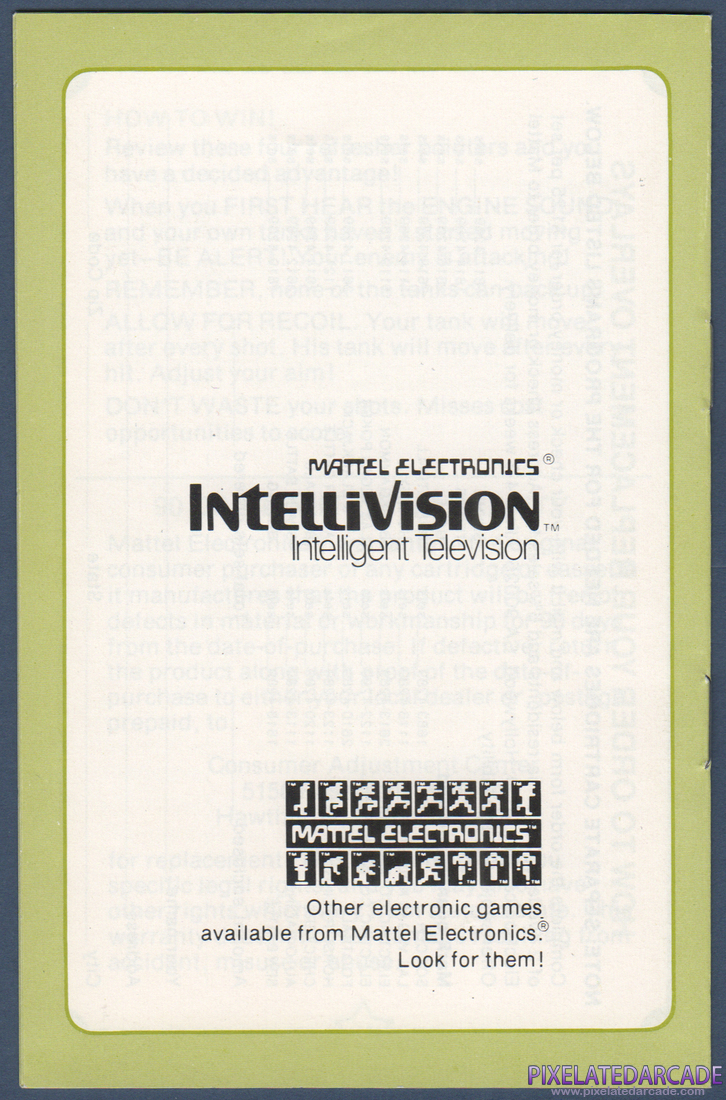 Armor Battle: Instruction Manual - Back Cover