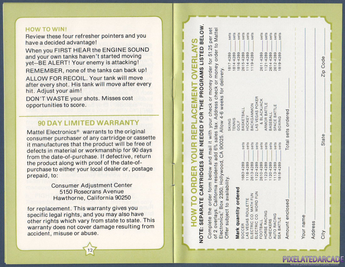 Armor Battle: Instruction Manual - Pages 12 - 13