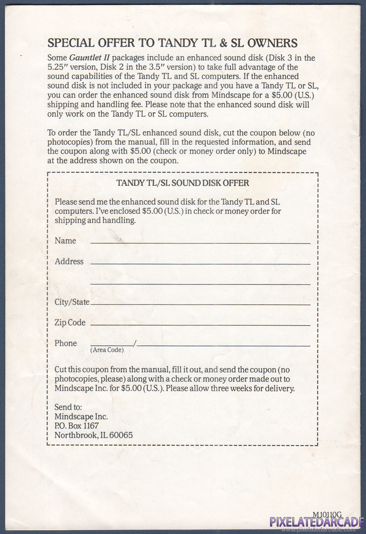 Gauntlet II: Instruction Manual - Back Cover