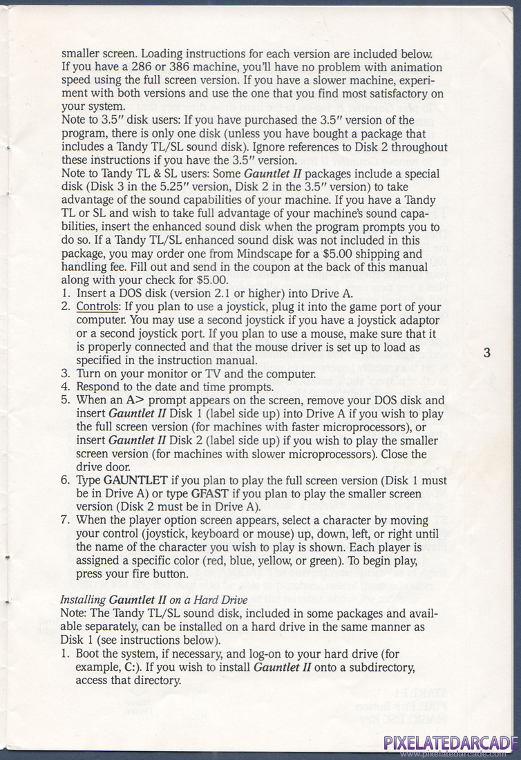 Gauntlet II: Instruction Manual - Page 3