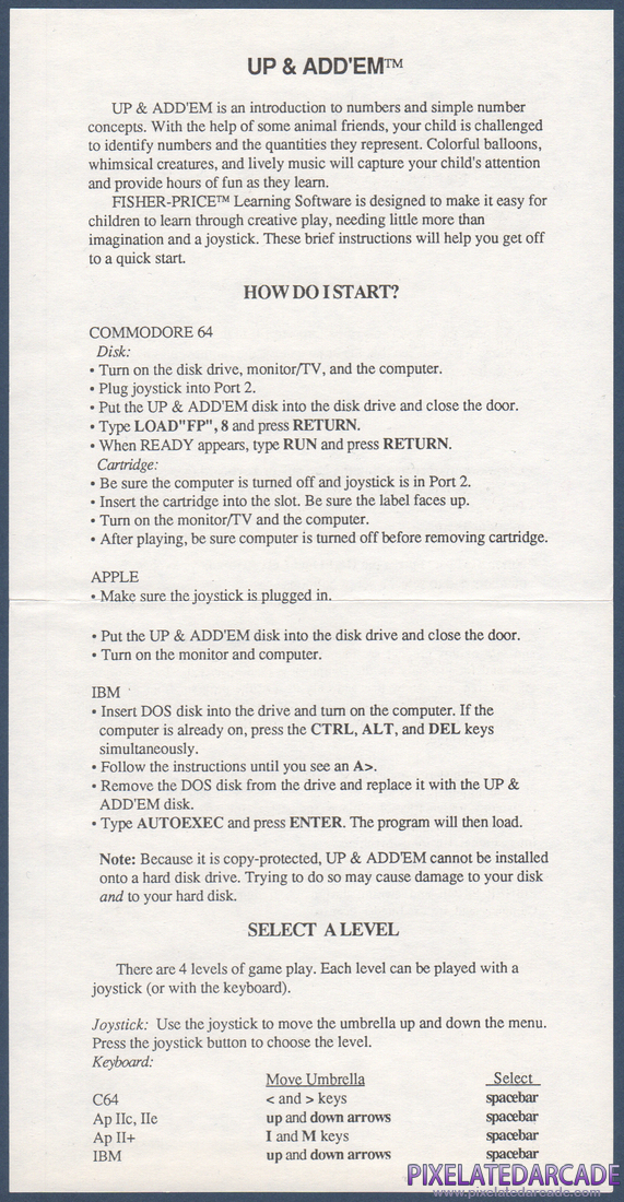 Up & Add 'Em: Instruction Manual - Front