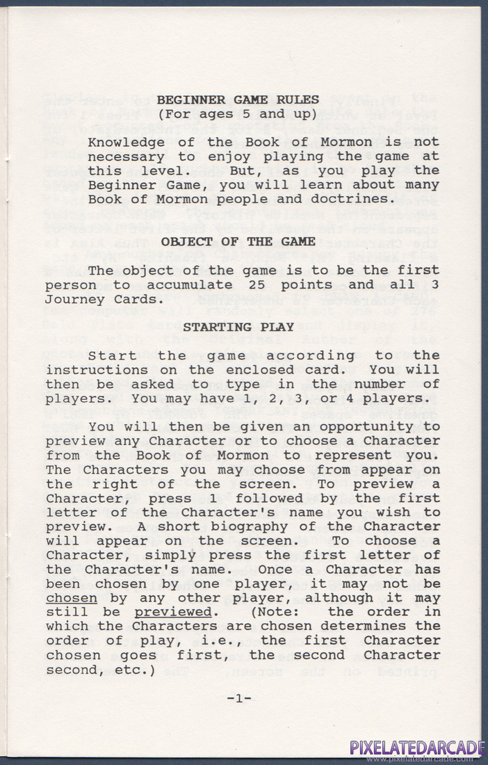 The Book of Mormon Game: Instruction Manual - Page 1