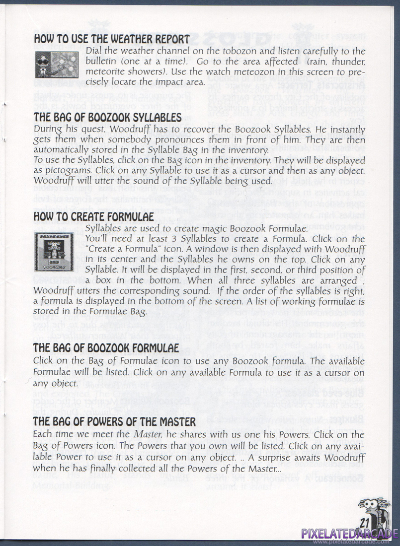 The Bizarre Adventures of Woodruff and the Schnibble: Instruction Manual - Page 21