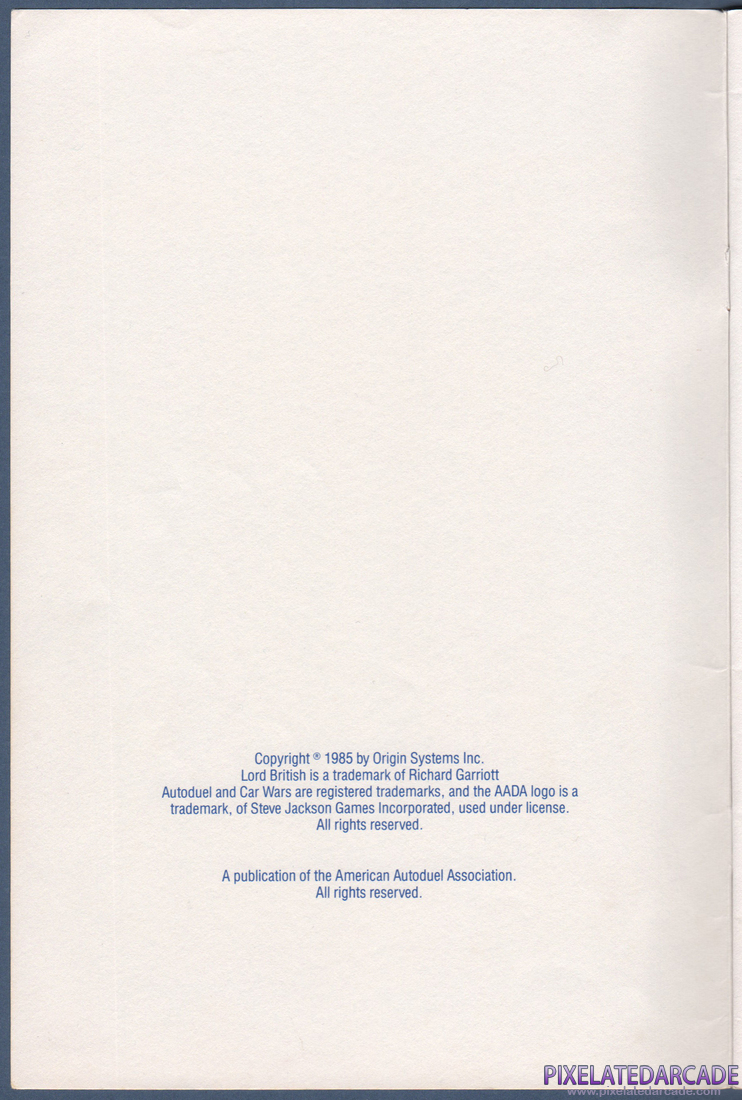 AutoDuel: Instruction Manual - Inside Cover