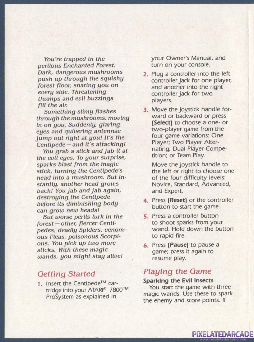 Centipede: Instruction Manual - Page 2